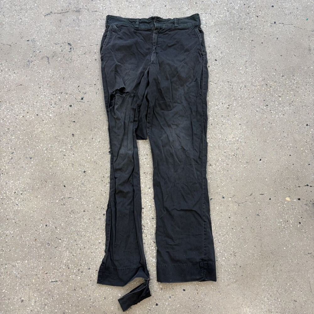 Vintage 50s Black Cotton Workwear Distressed Chinos 30x30